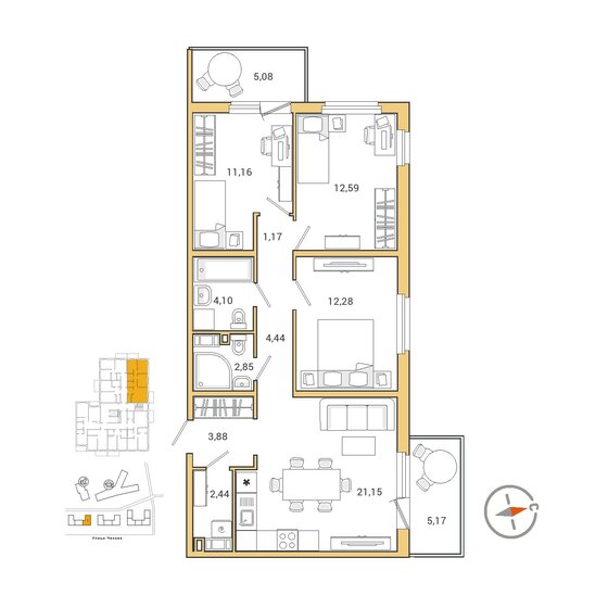 79,3 м², 3-комнатная квартира 13 367 105 ₽ - изображение 1
