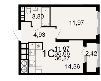36,3 м², 1-комнатная квартира 3 717 675 ₽ - изображение 8