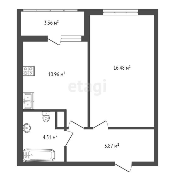 41,2 м², 1-комнатная квартира 8 900 000 ₽ - изображение 1