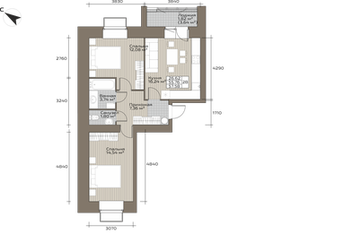 Квартира 57,6 м², 2-комнатная - изображение 1