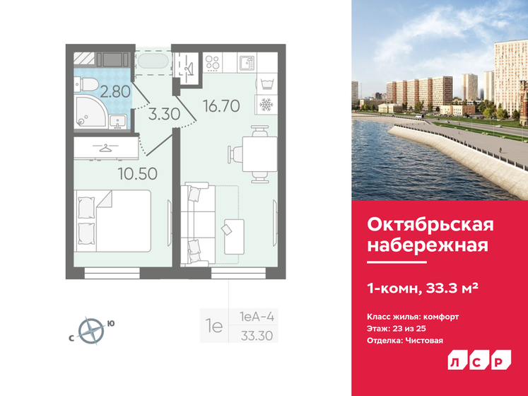 33,3 м², 1-комнатная квартира 7 079 580 ₽ - изображение 1