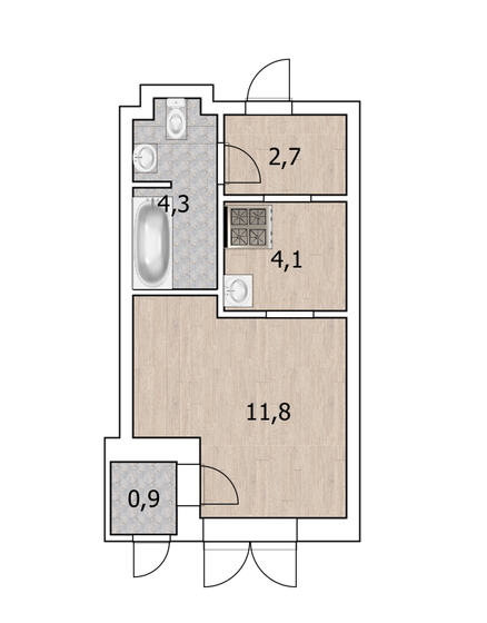 22,4 м², квартира-студия 4 400 000 ₽ - изображение 51