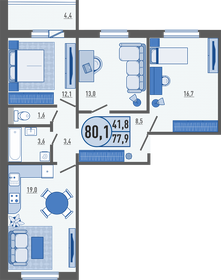 77,6 м², 3-комнатная квартира 10 800 000 ₽ - изображение 79