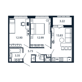 50,6 м², 2-комнатная квартира 8 999 000 ₽ - изображение 119