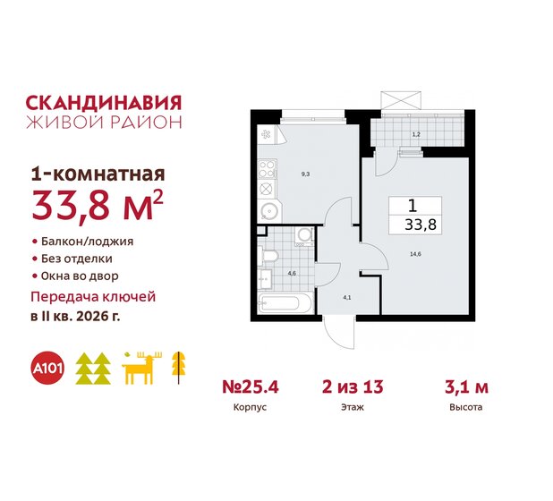 33,8 м², 1-комнатная квартира 10 022 323 ₽ - изображение 36