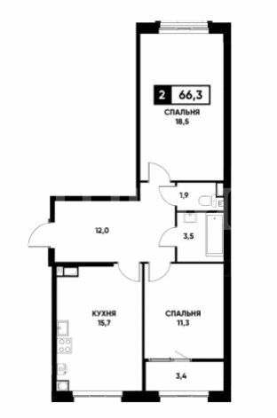 66,3 м², 2-комнатная квартира 6 000 000 ₽ - изображение 14