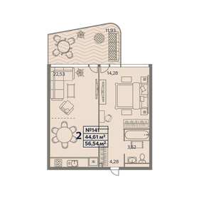 65,1 м², 2-комнатные апартаменты 10 411 200 ₽ - изображение 56