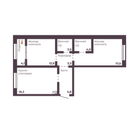 Квартира 64,8 м², 2-комнатная - изображение 1