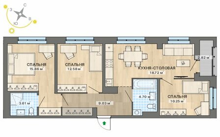 Квартира 77,6 м², 3-комнатная - изображение 1
