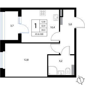 34,1 м², 1-комнатная квартира 6 172 100 ₽ - изображение 39