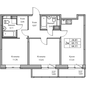91,8 м², 2-комнатные апартаменты 32 000 000 ₽ - изображение 75