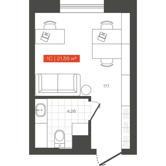 21,4 м², 1-комнатные апартаменты 4 820 000 ₽ - изображение 19