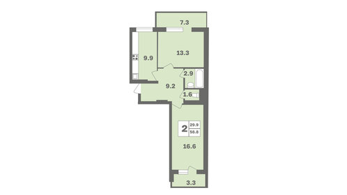 58,4 м², 2-комнатная квартира 5 941 908 ₽ - изображение 20