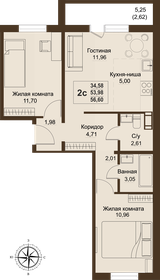 Квартира 54 м², 3-комнатная - изображение 1