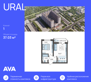 37 м², 1-комнатная квартира 5 976 642 ₽ - изображение 1