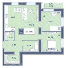 Квартира 81,3 м², 3-комнатная - изображение 1