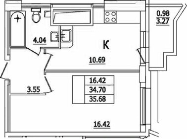 Квартира 35,7 м², 1-комнатная - изображение 1