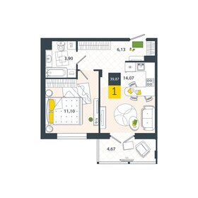 43 м², 1-комнатная квартира 5 100 000 ₽ - изображение 76