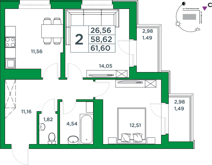 87,7 м², 3-комнатная квартира 11 299 000 ₽ - изображение 50
