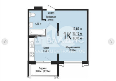 Квартира 37 м², 1-комнатная - изображение 1