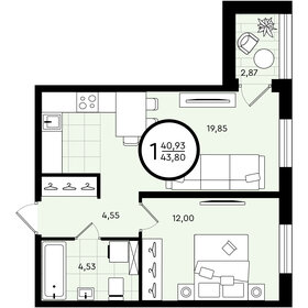 44 м², 1-комнатная квартира 4 500 000 ₽ - изображение 41