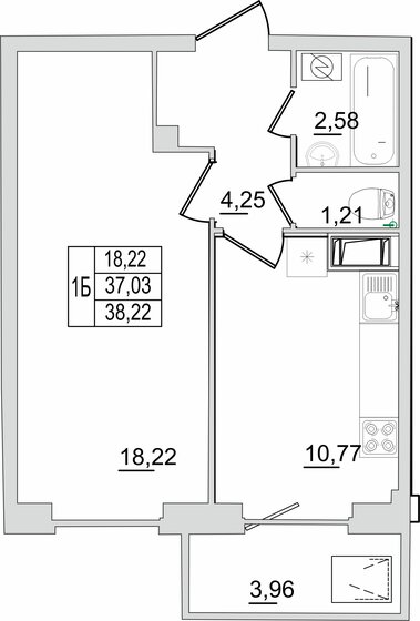 38,2 м², 1-комнатная квартира 2 981 160 ₽ - изображение 1