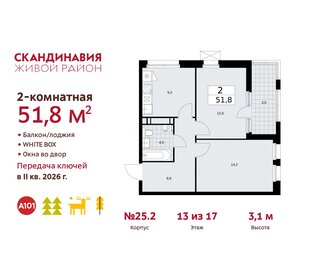 52,7 м², 2-комнатная квартира 15 400 000 ₽ - изображение 22