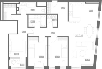 113,3 м², 3-комнатная квартира 26 056 700 ₽ - изображение 8