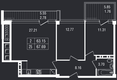 61,2 м², 2-комнатные апартаменты 17 871 440 ₽ - изображение 10