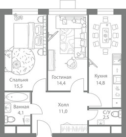 Квартира 62,3 м², 2-комнатная - изображение 1