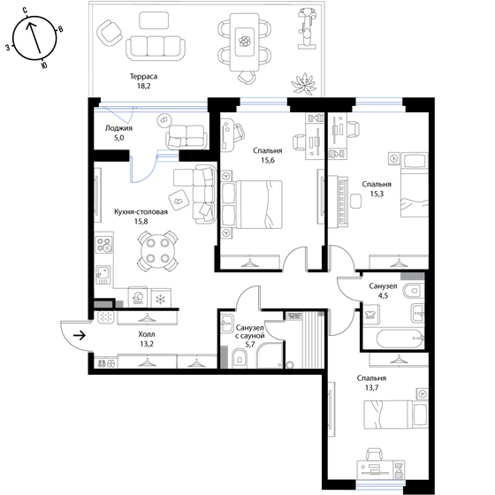 91,7 м², 3-комнатная квартира 15 864 100 ₽ - изображение 1