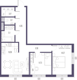 66,7 м², 2-комнатная квартира 25 869 900 ₽ - изображение 9