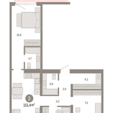 Квартира 111,4 м², 3-комнатная - изображение 4