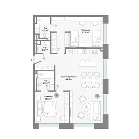 Квартира 97,6 м², 2-комнатные - изображение 1