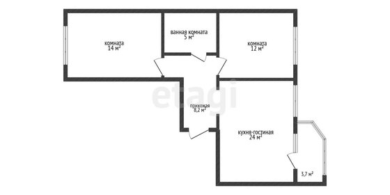 Квартира 63,2 м², 2-комнатная - изображение 1