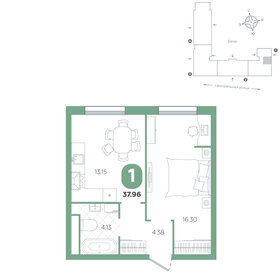 Квартира 38 м², 1-комнатная - изображение 1