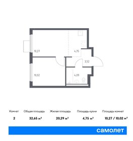 Квартира 32,7 м², 1-комнатная - изображение 1