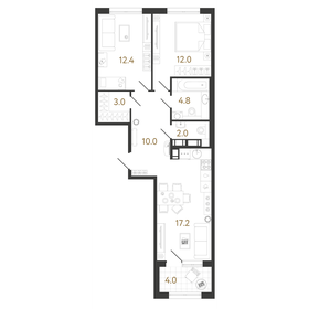 Квартира 61,4 м², 2-комнатная - изображение 1