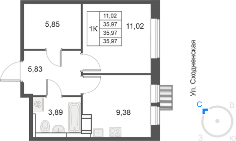 44,5 м², 1-комнатная квартира 10 463 224 ₽ - изображение 9
