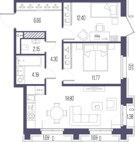 60,5 м², 2-комнатная квартира 23 846 992 ₽ - изображение 7