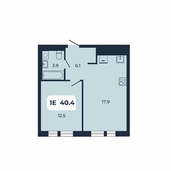 40,4 м², 1-комнатная квартира 4 787 400 ₽ - изображение 1