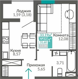 Квартира 31,6 м², 1-комнатная - изображение 1