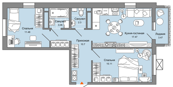 64 м², 3-комнатная квартира 6 209 545 ₽ - изображение 20