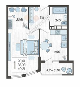 Квартира 40,3 м², 1-комнатная - изображение 1