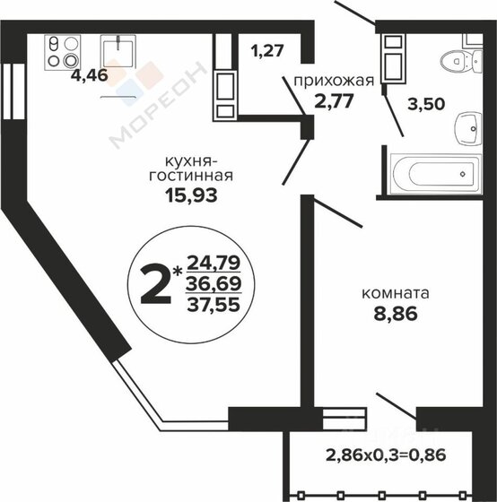 37,6 м², 1-комнатная квартира 5 100 000 ₽ - изображение 7