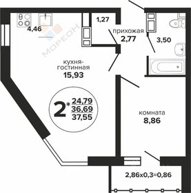 Квартира 37,6 м², 1-комнатная - изображение 1