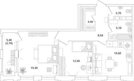 69,3 м², 2-комнатная квартира 14 011 475 ₽ - изображение 11