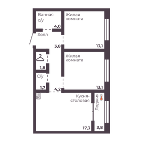 56,5 м², 2-комнатная квартира 6 300 000 ₽ - изображение 78