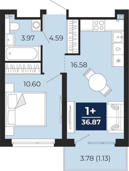 36,9 м², 1-комнатная квартира 5 250 000 ₽ - изображение 19