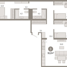 Квартира 91,8 м², 3-комнатная - изображение 3